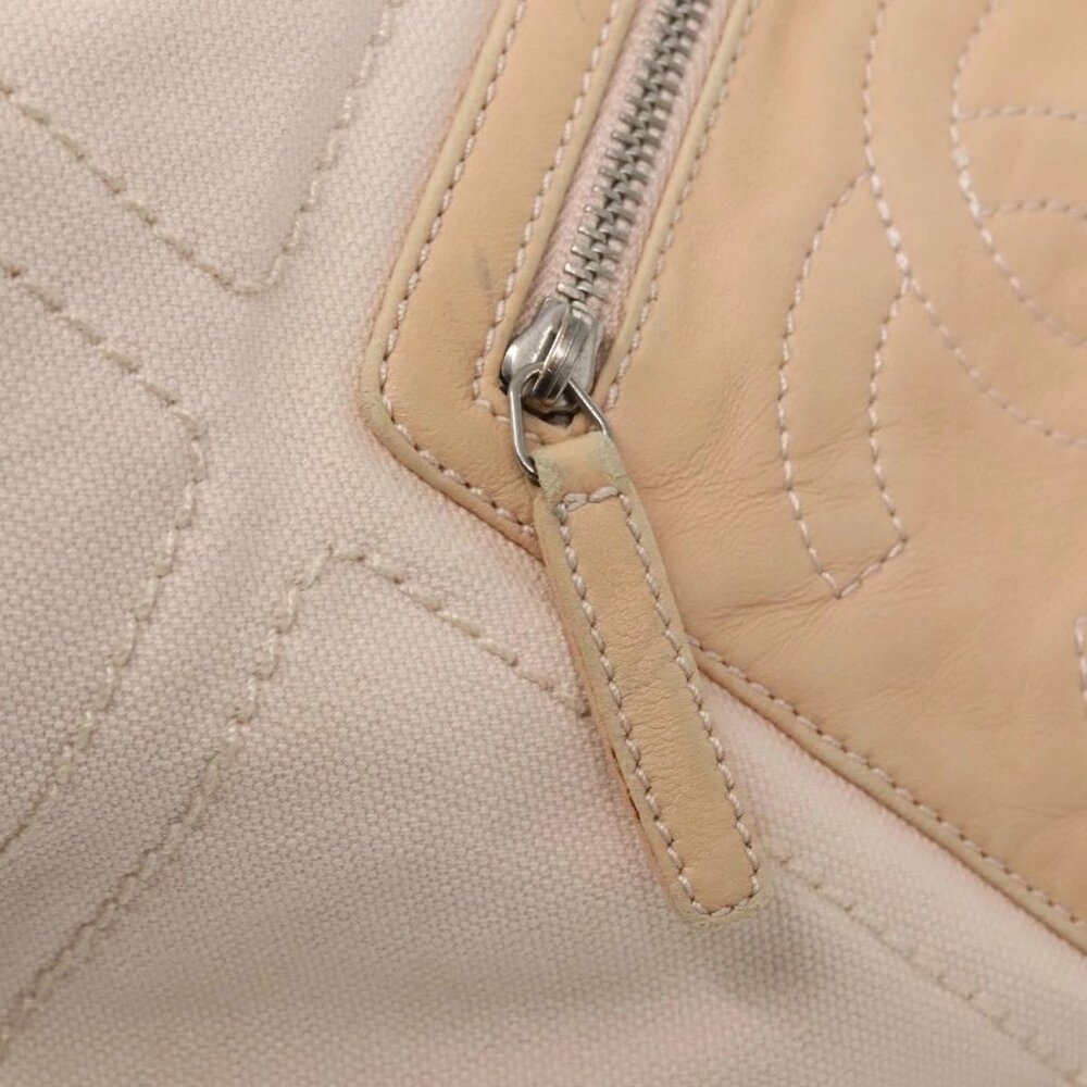 CHANEL COCO Mark Tote Bag No.5 Canvas White Silver CC Auth gh524 - Picture 11 of 16